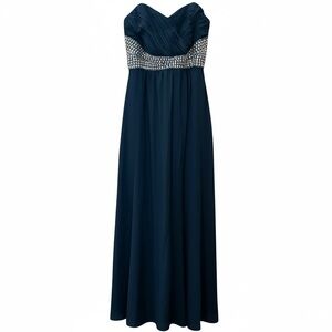 City Chic Strapless Black Beaded Empire Waist Gown Formal Dress XL MOB Bling Max